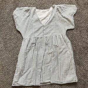 Madewell Striped Blue & White Babydoll Dress - L
